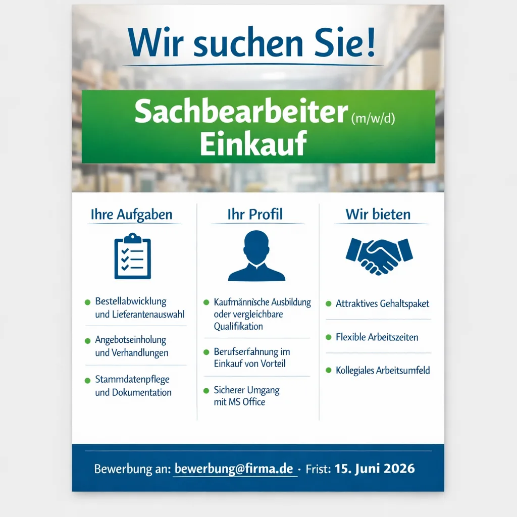 Stellenausschreibung Aushang generiert mit GPT Image 1.5