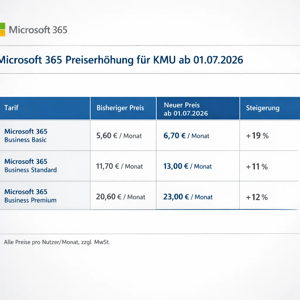 Microsoft 365 Lizenz-Vergleichstabelle generiert mit GPT Image 1.5
